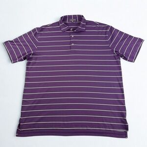 Peter Millar Summer‎ Comfort Polo Shirt XL Purple White Stripe Golf Stretch